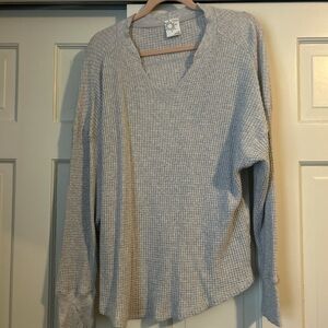 Aerie Light Gray V-Neck Sweater